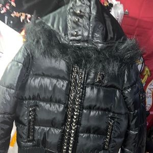 Og rocawear fur hood studs / dope moto jacket